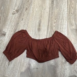 Off the shoulder brown crop top